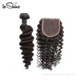 Wholesale Brazilian Human Hair Weave Bundles With Closure Deep Curly No Shedding